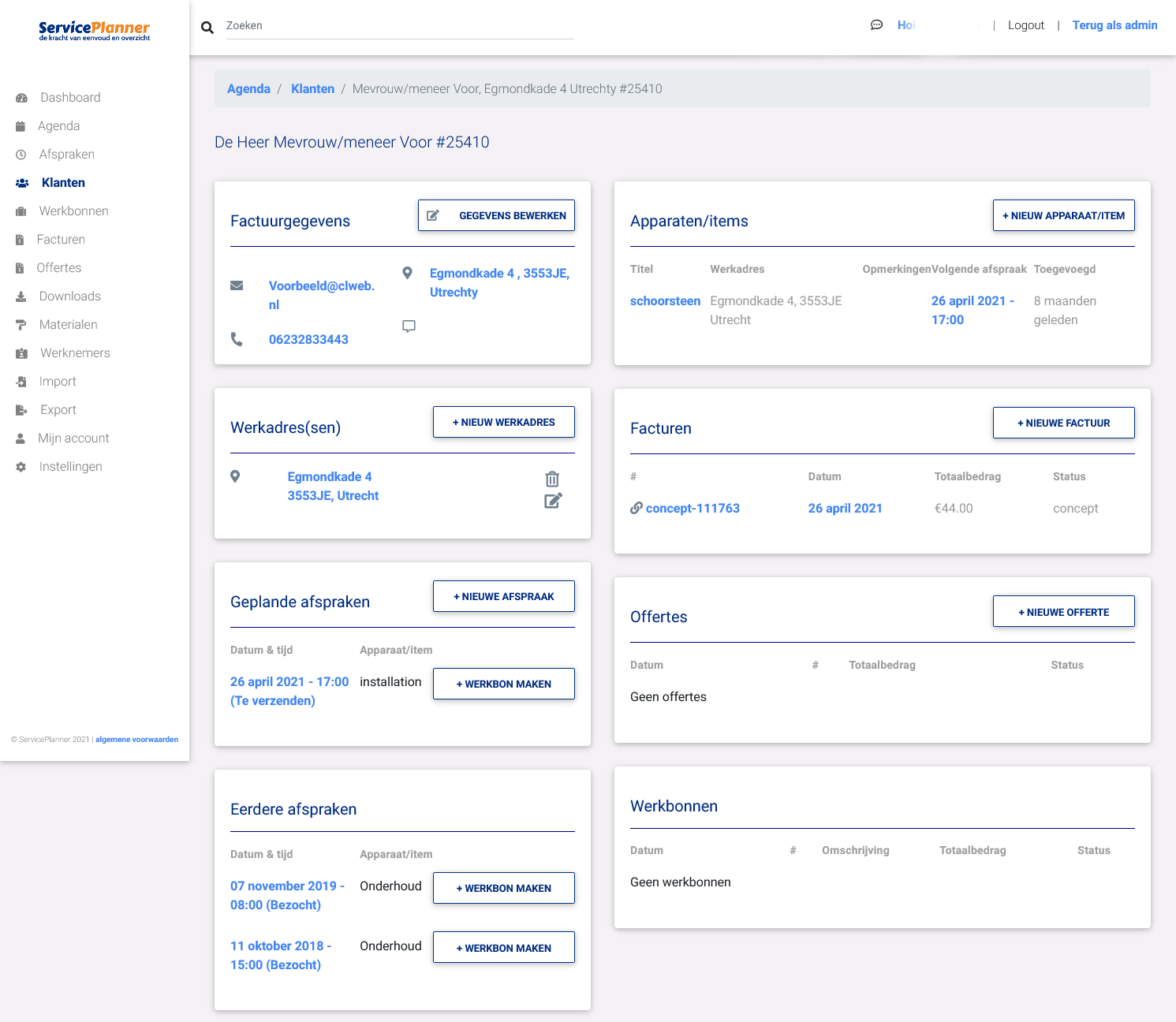 website preview service-planner.nl