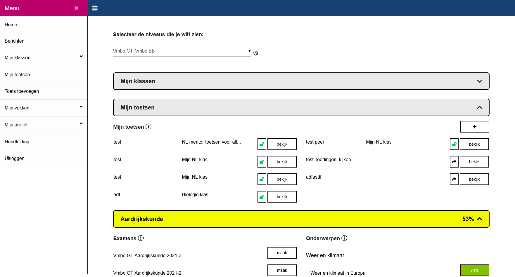 website preview eindexamensite.nl