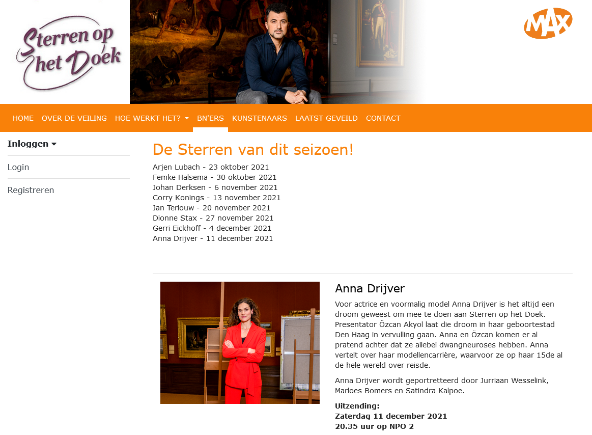 website preview sterrenophetdoek.nl - veilingenvankunst.nl - art.ing.nl