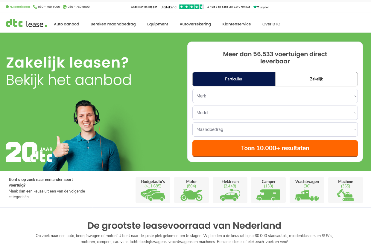 website preview DTC-Lease.nl - Leasejebestelbus.nl - api.dtc-lease.nl
