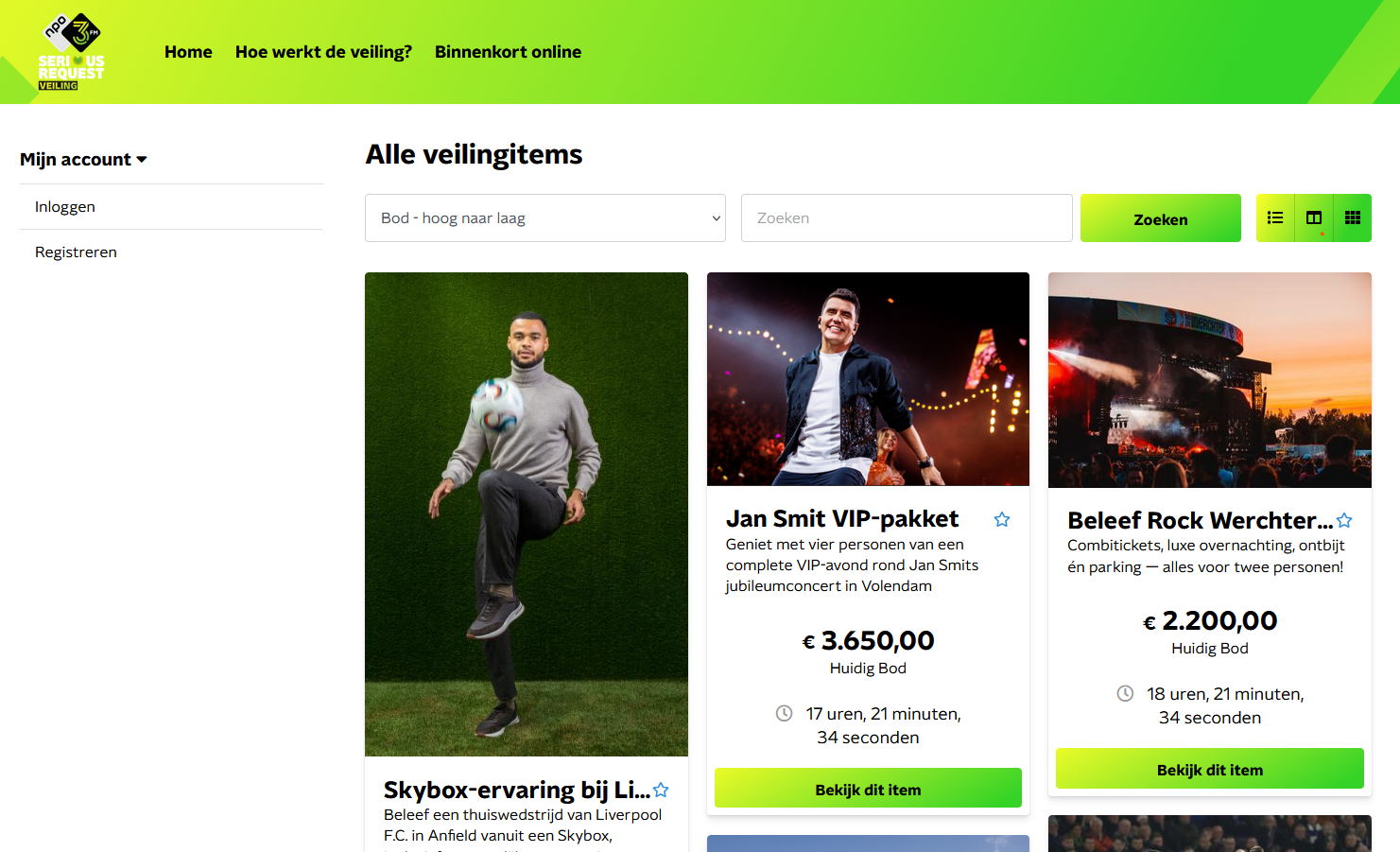 WIj hosten & onderhouden de veiling van 3FM request request